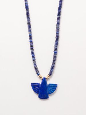 Jacquie Aiche - Thunderbird 14kt Gold & Lapis Lazuli Necklace - Mens - Dark Blue