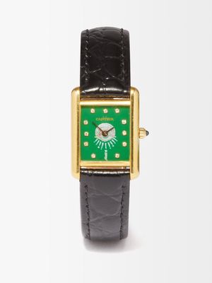 Jacquie Aiche - Vintage Cartier Tank Diamond & Gold-vermeil Watch - Womens - Green Multi