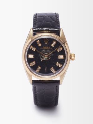 Jacquie Aiche - Vintage Rolex Oyster 34mm Diamond & Gold Watch - Womens - Black