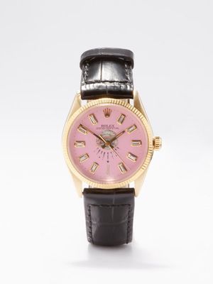 Jacquie Aiche - Vintage Rolex Oyster 34mm Diamond & Gold Watch - Womens - Pink Multi
