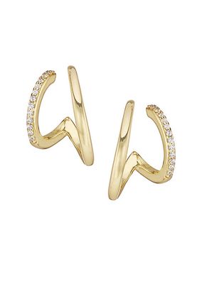 Jade 18K Goldplated Cubic Zirconia Pavé Hoop Earrings
