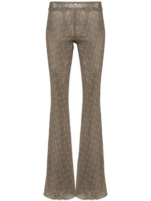 Jade Cropper abstract-print flared trousers - Green