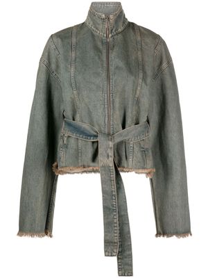 Jade Cropper belted denim jacket - Blue