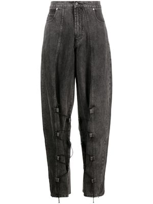Jade Cropper drawstring-detail wide-leg jeans - Grey