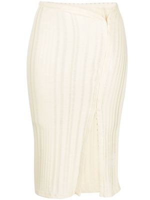 Jade Cropper side-slit ribbed-knit midi skirt - Neutrals