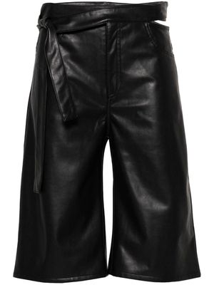 Jade Cropper strap-embellished faux-leather shorts - Blue