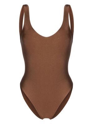 JADE Swim metallic-sheen scoop-back swimsuit - Brown