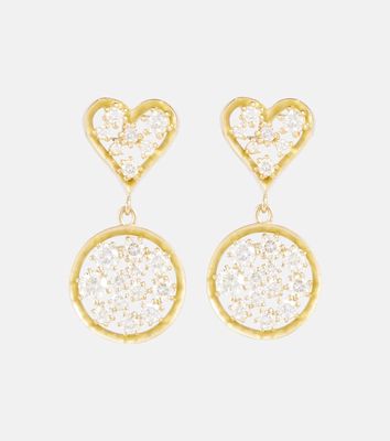 Jade Trau Margot Heart 18kt gold drop earrings with diamonds