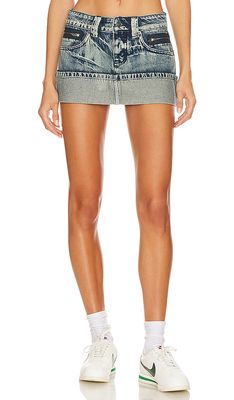 Jaded London Extreme Distressed Mini Skirt in Blue