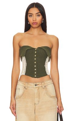 Jaded London Knitted Corset in Olive