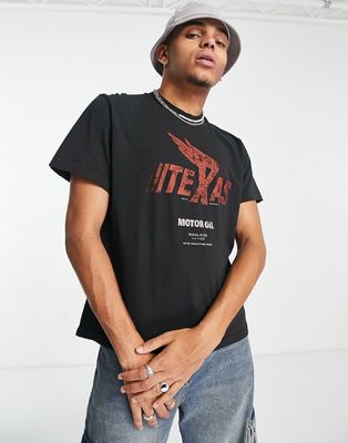 Jaded London oversized t-shirt in black with texas print