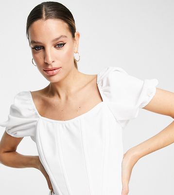 Jaded Rose Tall puff sleeve corset top in ecru - part of a set-White