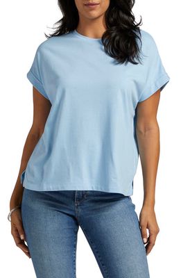 Jag Jeans Drapey Cuff Cotton & Modal T-Shirt in Blue