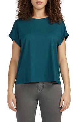 Jag Jeans Drapey Cuff Cotton & Modal T-Shirt in Deep Teal