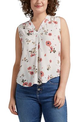 Jag Jeans Floral Print Sleeveless Blouse in White Rose Floral