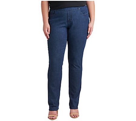 JAG Jeans Plus Size Peri Mid Rise Straight Leg ull-On Jeans