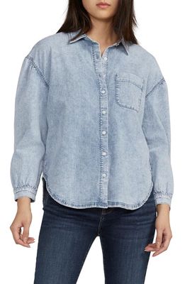 Jag Jeans Relaxed Denim Button-Up Shirt in Stone Blue