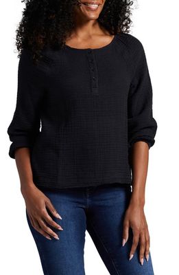 Jag Jeans Textured Henley Blouse in Black