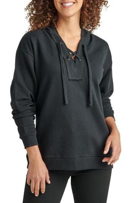 Jag Jeans The Lace-Up Cotton Hoodie in Black