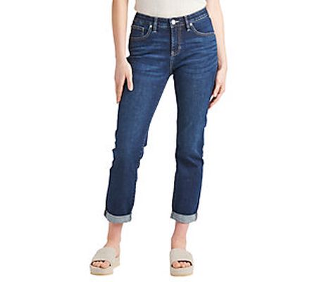 JAG Petite Carter Mid Rise Girlfriend Jeans -Ni ght Breeze