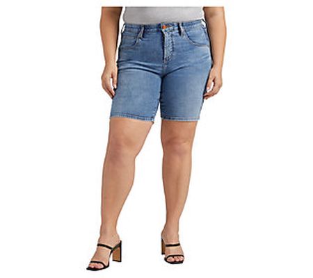 JAG Plus Size Cecilia Mid Rise 8-Inch Shorts - Marine Blue