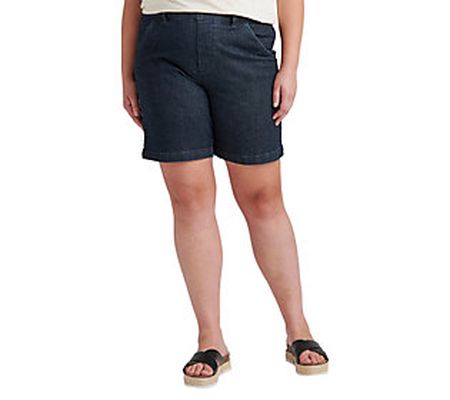 JAG Plus Size Maddie Mid Rise 8" Pull-On Short Adriatic Blue