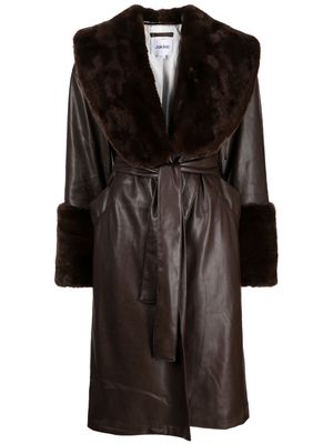 Jakke Bailey faux-leather trench coat - Brown