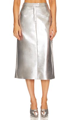 Jakke Oakland Midi Skirt in Metallic Silver