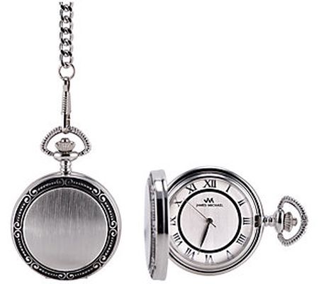 James Michael Men's Brushed Pocket Watch w/ Fra me