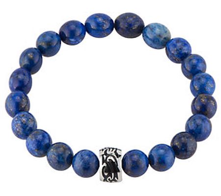 James Michael Stainless & Lapis Bead Bracelet