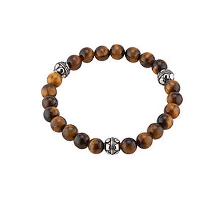 James Michael Stainless & Tiger Eye Bead Bracel et