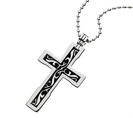 James Michael Stainless Steel Cross Pendan t w/ Ball Chain