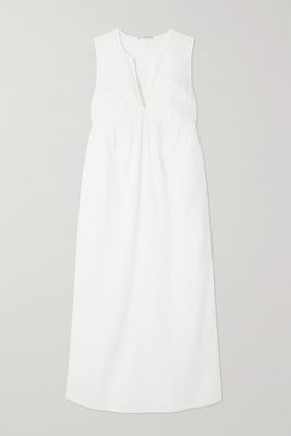 James Perse - Gathered Linen Midi Dress - White
