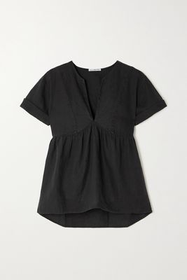 James Perse - Gathered Linen Top - Black