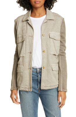 James Perse Mixed Knit Shirt Jacket in Coyote Pigment