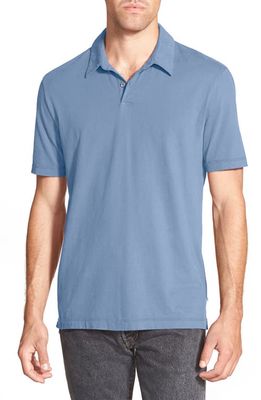 James Perse Slim Fit Sueded Jersey Polo in Bluestone