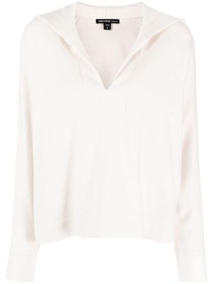 James Perse V-neck cotton-cashmere hoodie - White