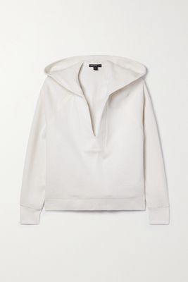 James Perse - Waffle-knit Cotton And Cashmere-blend Hoodie - Off-white