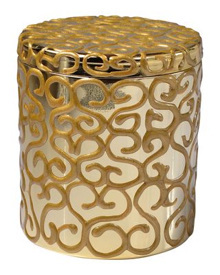 Jamila Glass Cotton Swab Jar, Golden
