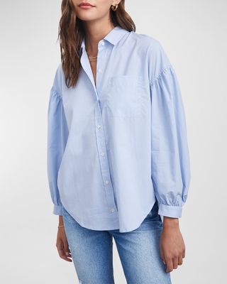 Janae Shirred Button-Front Shirt