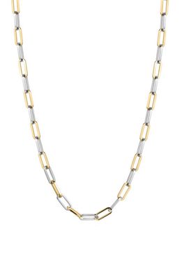 Jane Basch Designs Two-Tone Paper Clip Chain Necklace in Silver And Gold
