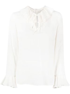JANE Nymph ruffled-collar blouse - White