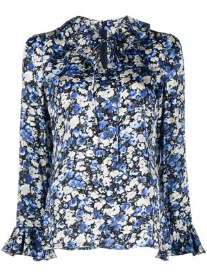 JANE Nymph Wild Rose-print satin blouse - Blue