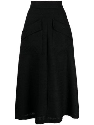JANE Roberta A-line tweed midi skirt - Black