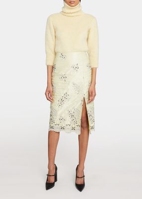 Janet Lace-Embroidered Midi Skirt