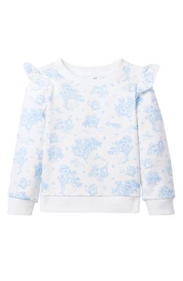 Janie and Jack x Disney Kids' 'Alice in Wonderland' Ruffle French Terry Graphic Sweatshirt in White Multi