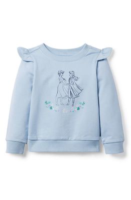 Janie and Jack x Disney Kids' 'Frozen' Ruffle French Terry Graphic Sweatshirt in Blue