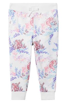 Janie and Jack x Disney Kids' 'The Little Mermaid' French Terry Graphic Joggers in White Multi