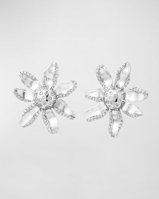 Jardin Diamond Flower Earrings in Sterling Silver