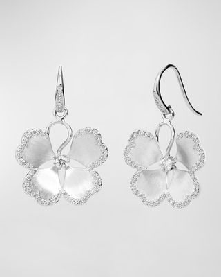 Jardin Satin Flower Earrings in Sterling Silver